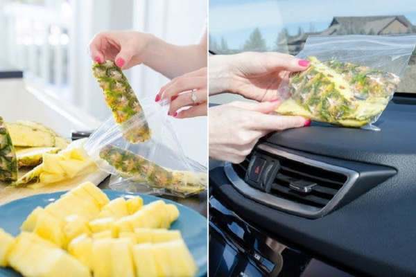 khử mùi trên xe bằng dứa