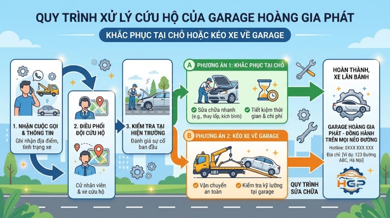 khắc phục tại chỗ hoặc kéo xe về
