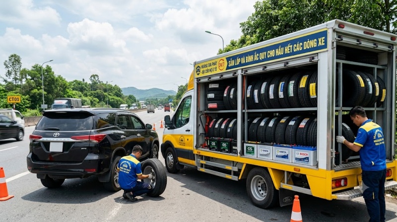sẵn lốp và bình ắc quy cho mọi loại xe